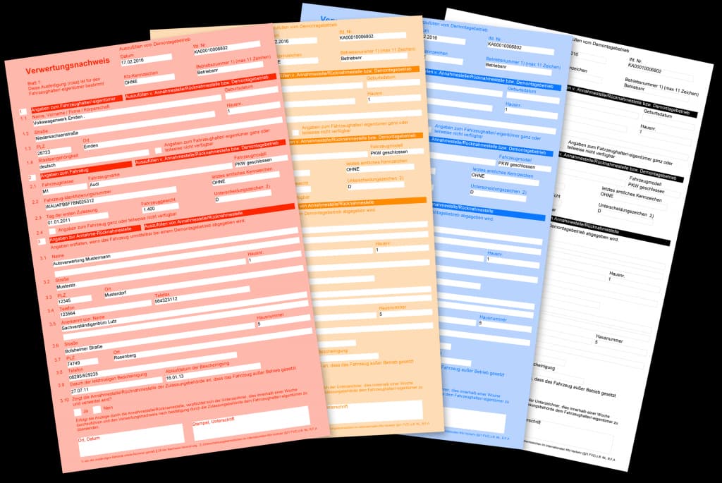 Verwertungsnachweis Dokumente – Autoverwertung Hamad